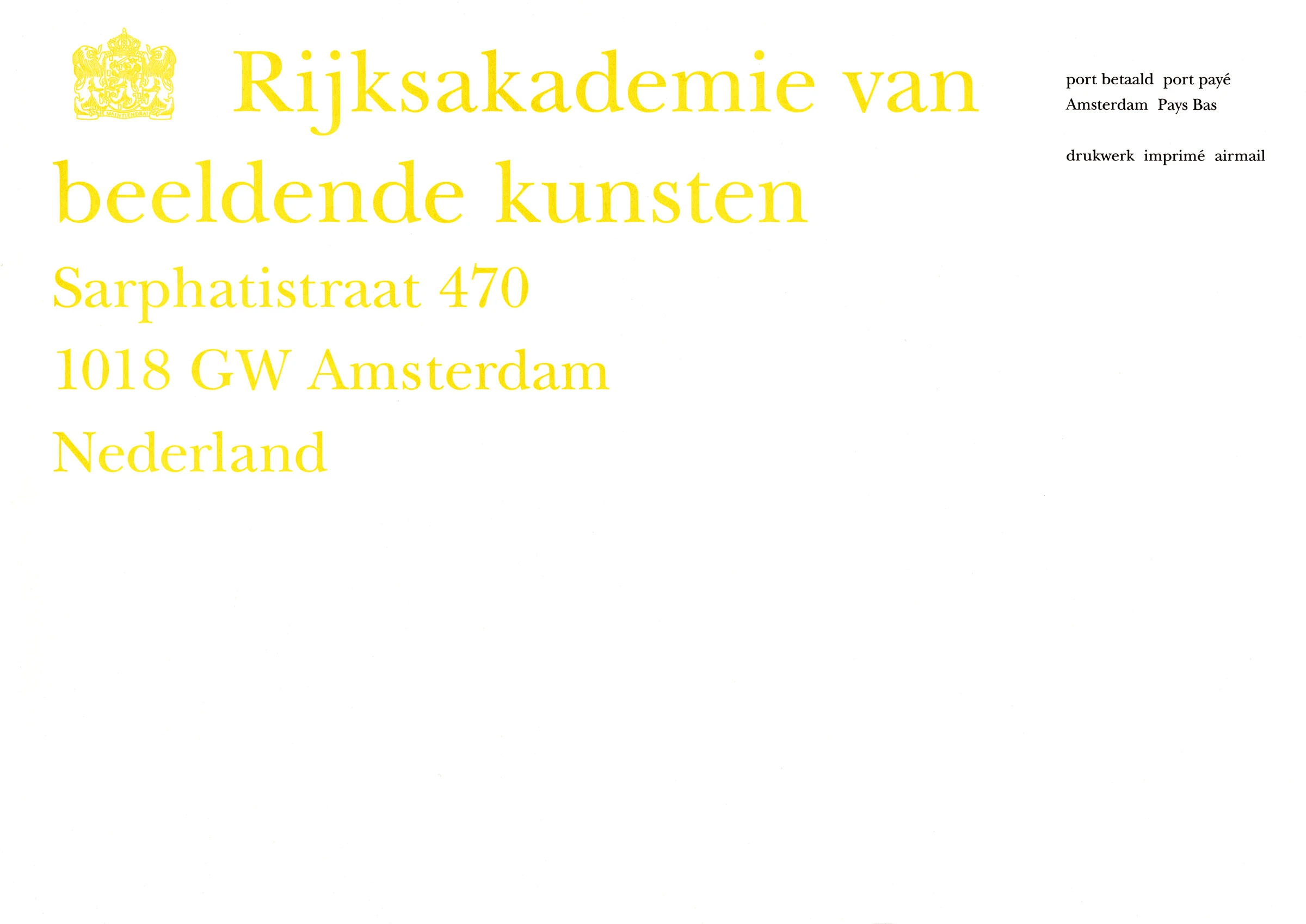 Tweetalige informatie brochure gemaakt in opdracht van Rijksakademie van beeldende kunsten - omslag · grafisch vormgegeven door Sanne Beeren
